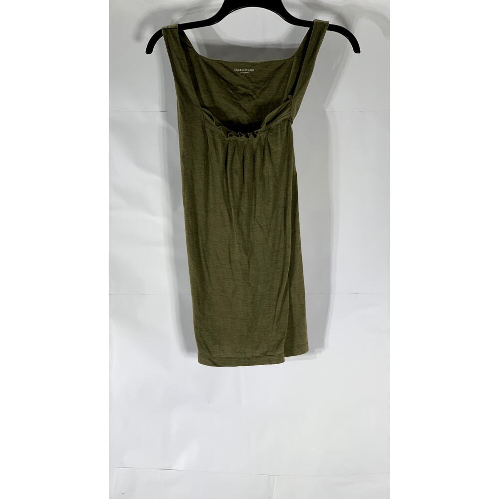 EILEEN FISHER Women's Olive Green Scoop-Neck Solid Silk-Cotton Tank Top SZ S - Picture 1 of 10